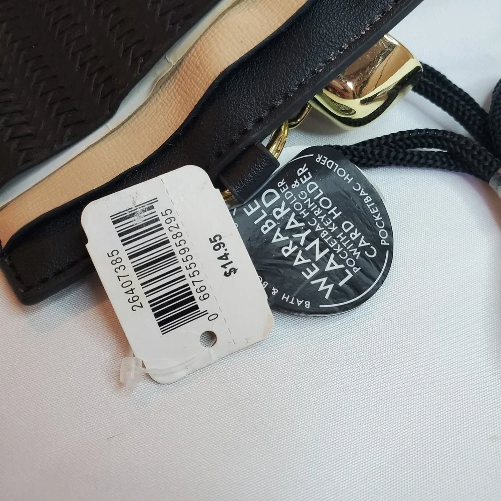 Bath & Body Works Woven Black‎ ID Card Lanyard WEARABLE PocketBac Holder, NEW
